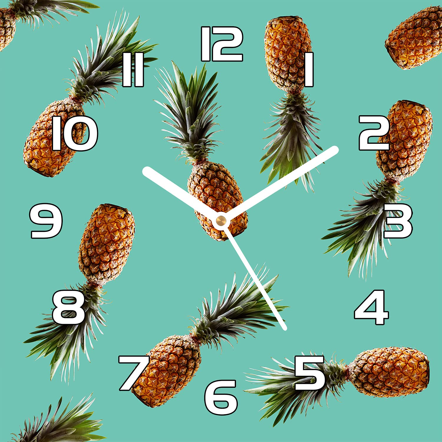 Horloge en verre moderne 30x30 cm Coloray aiguilles noires montre murale cuisine