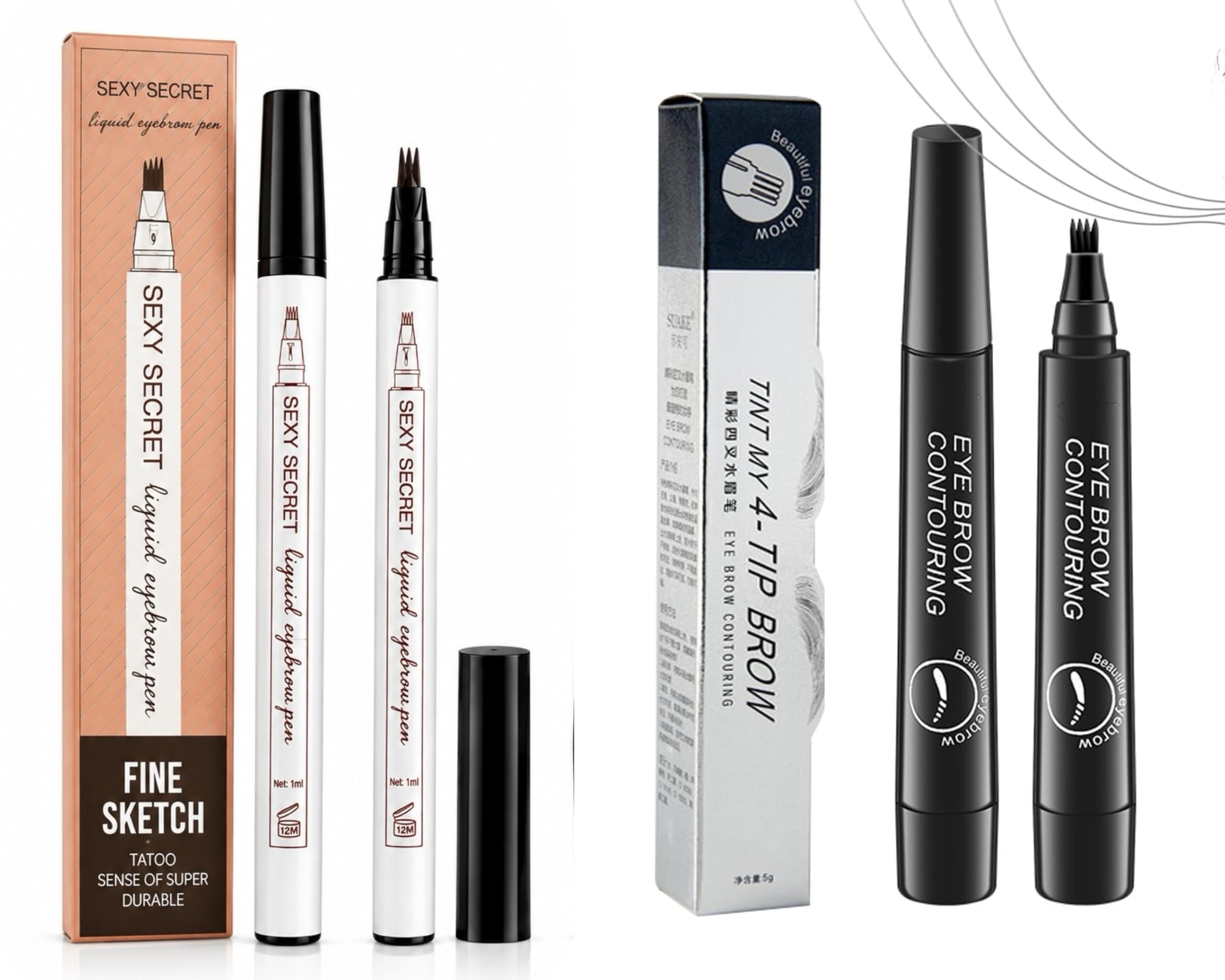 DIIA 2 Pack 4 Tip Eyebrow Pen Combo | Waterproof & Sweatproof Microblading Eyebrow Tattoo Pen | Natural Hair-Like Brows | Long Lasting | Micro Precision | Smudge Proof | Dark Black | For Men & Women.-picture-27