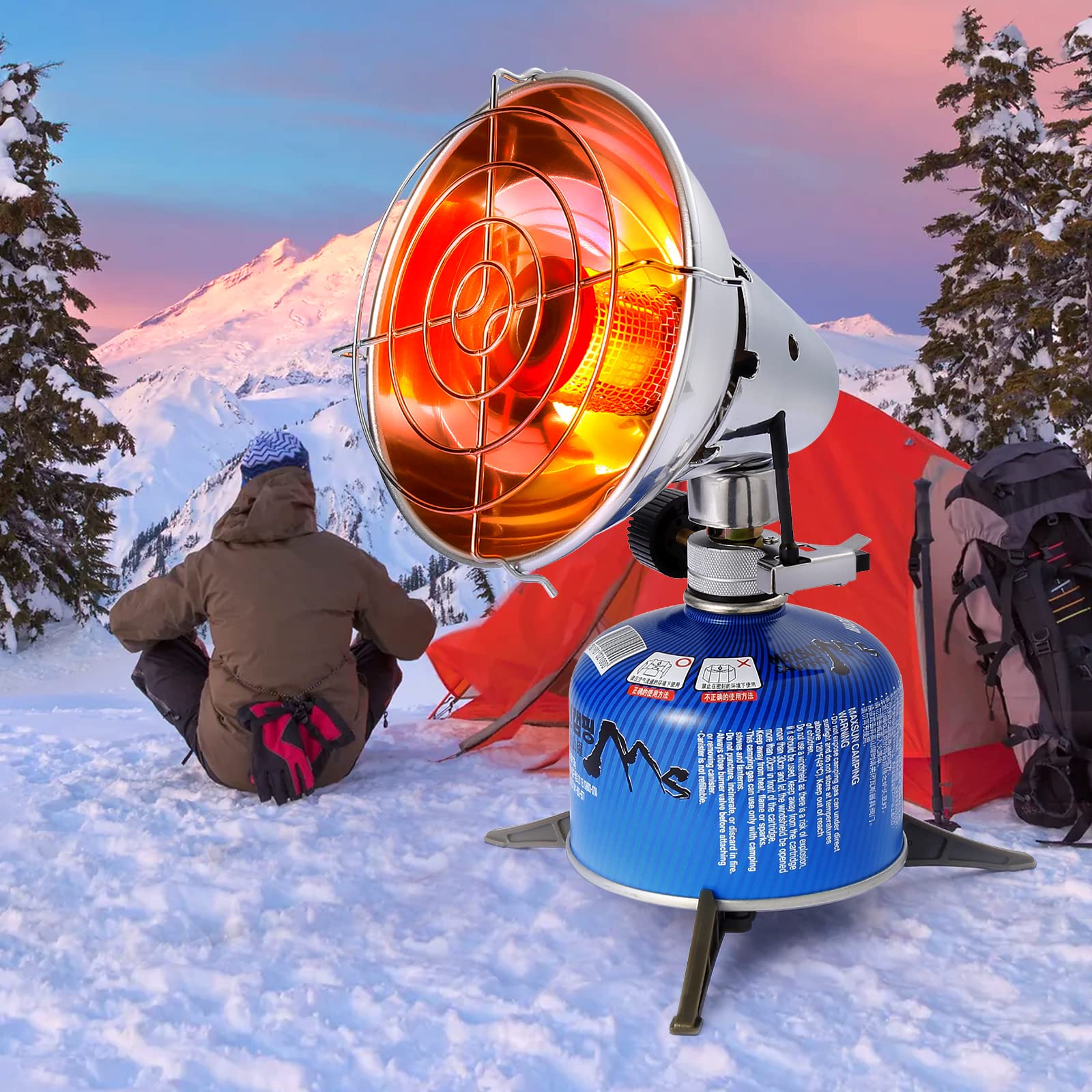 Tragbare Gas-Heizung Gas Heizstrahler Winter Outdoor Heizung Mini Camping Gasheizung Zeltheizung Außenwärmer Terrassenheizung Heizofen für Angeln,Wandern,Jagd,Rucksackreisen(Piezo-Zündung)