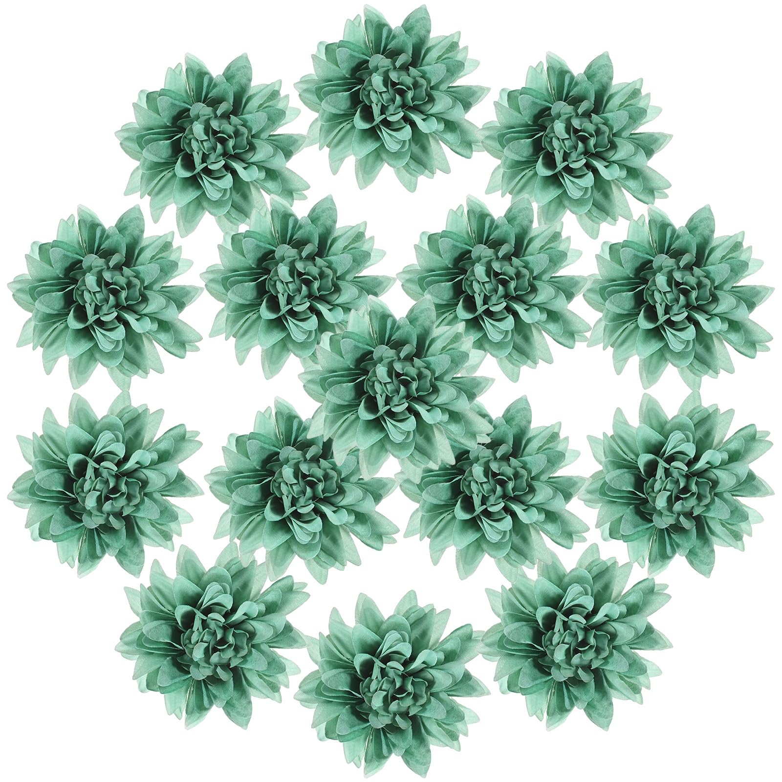 M METERXITY 15-Pack Artificial Flowers Bulk Fake 3.54 inch/90mm, Green