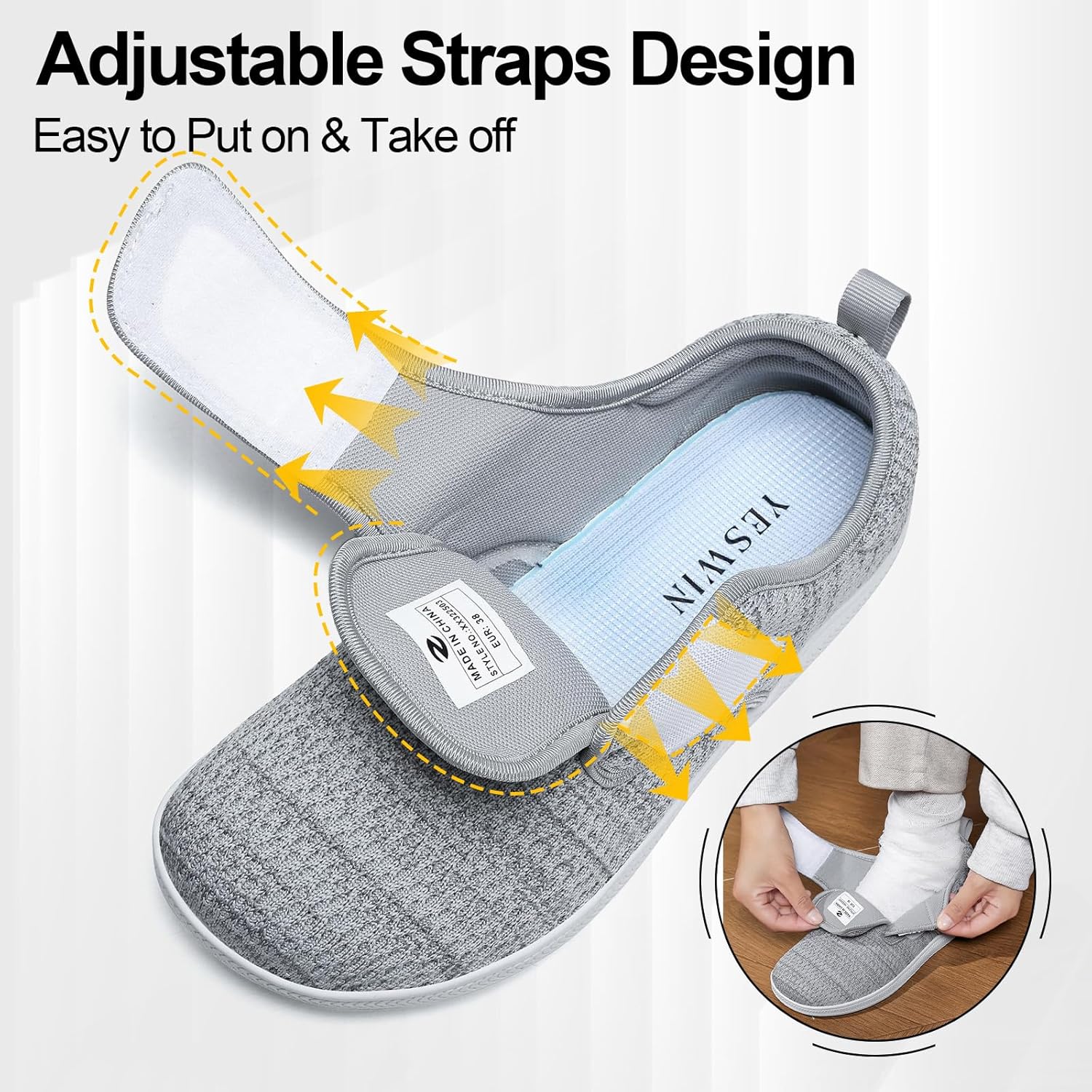 Diabetic Walking Shoes for Women Wide Toe Box Non Slip Comfortable Breathable Zero Drop Barefoot Shoe with Adjustable Strap for Neuropathy, Edema, Swollen Feet, Elderly, Pregnancy - Image 2