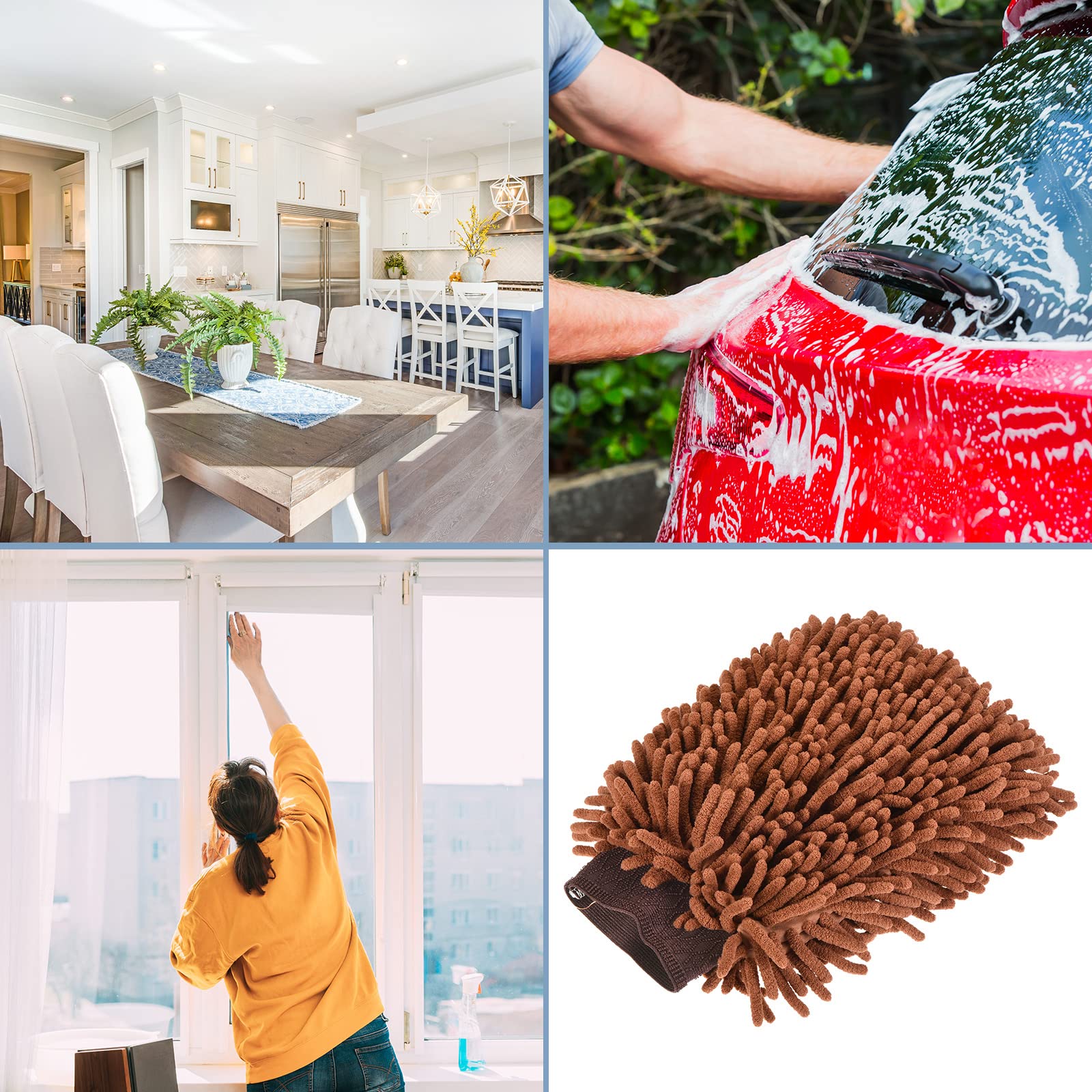 M METERXITY Microfiber Chenille Wash Mitt, Double Side Reusable Gloves for Cleaning Scratch-Free, Apply to Car Cleaning - Image 2