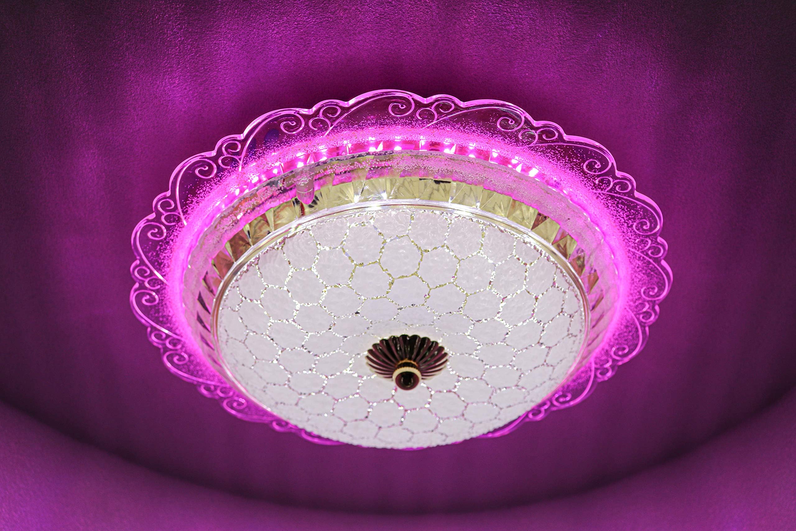 swanart Chandelier Light for Living Dining Room Round Glass LED Lights - Enhance Your Space with Elegant Illumination (12 inch)