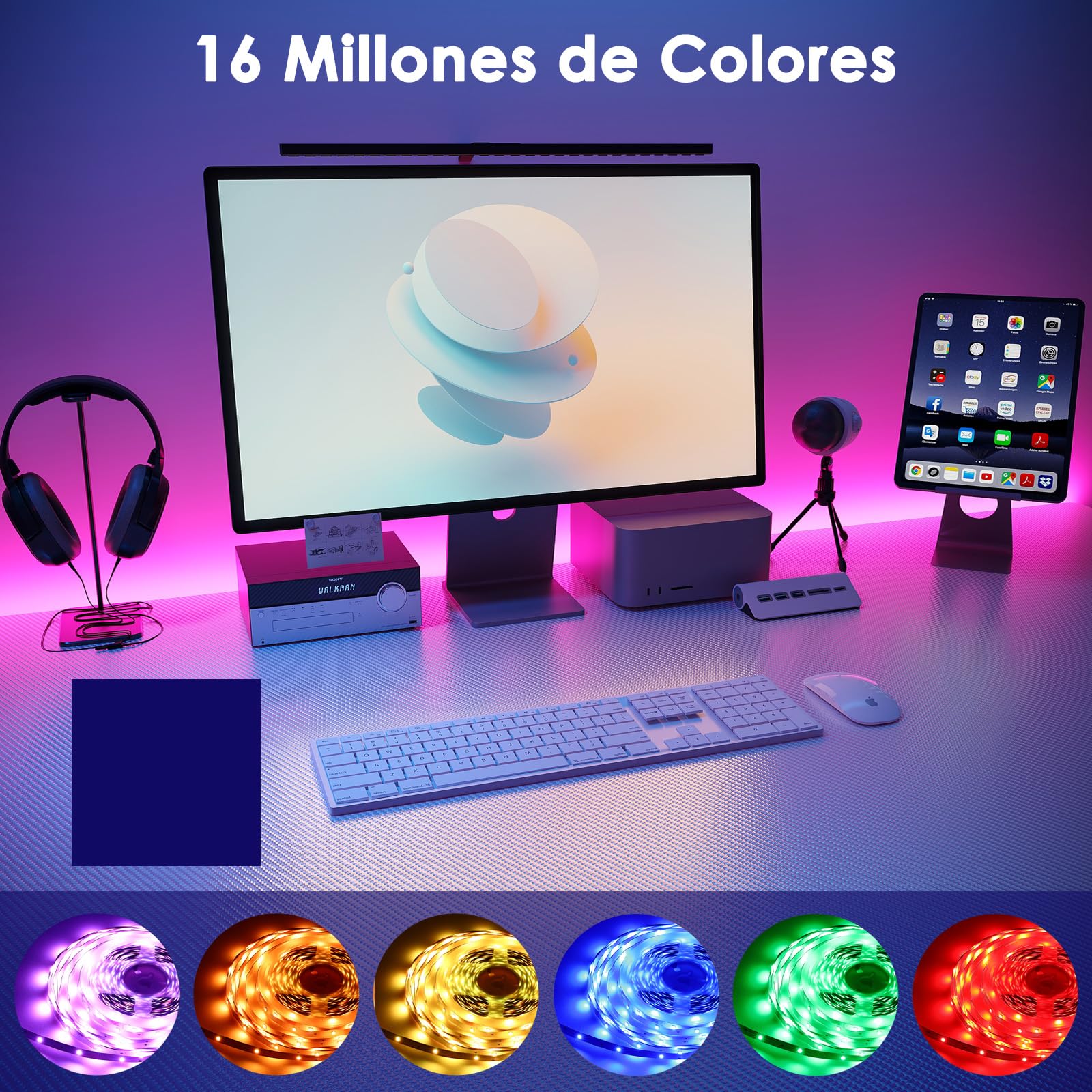 HOVVIDA Tira LED 5M, 30 LED/Metro, 1x5M, 24V RGB Luces LED, 150 LED, APP y Mando a distancia, Modo de Música, LED para Habitación, Sala, Cocina, Dormitorio, Bar, Fiesta