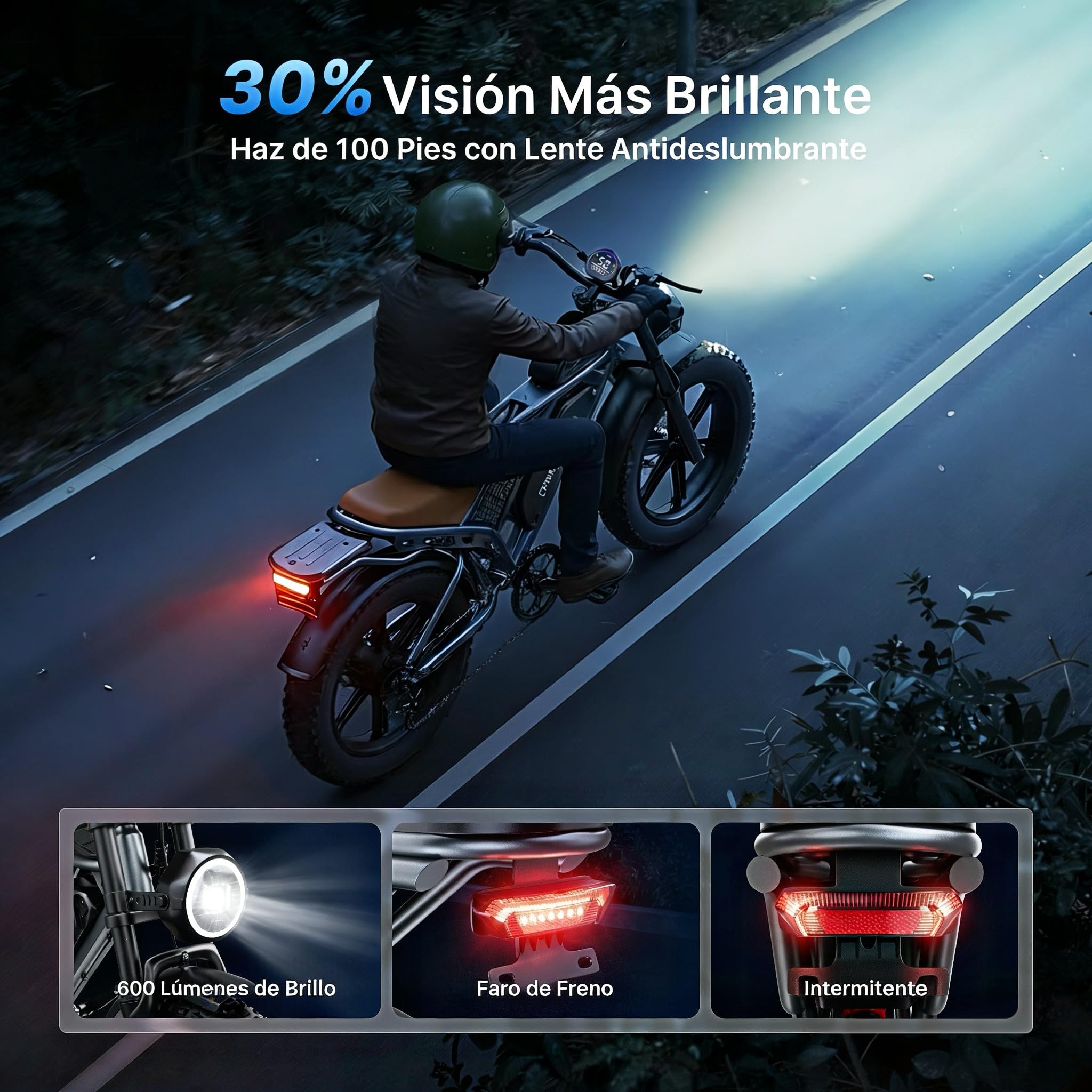 DEEPOWER QS7 Bicicleta Eléctrica, Batería Extraíble 48V 60Ah/35Ah/20Ah, Autonomía 110-250KM, Motor con Par 120N·m, Neumáticos Anchos 20'' x 4.0, 7 Velocidades, Suspensión Hidráulica Completa