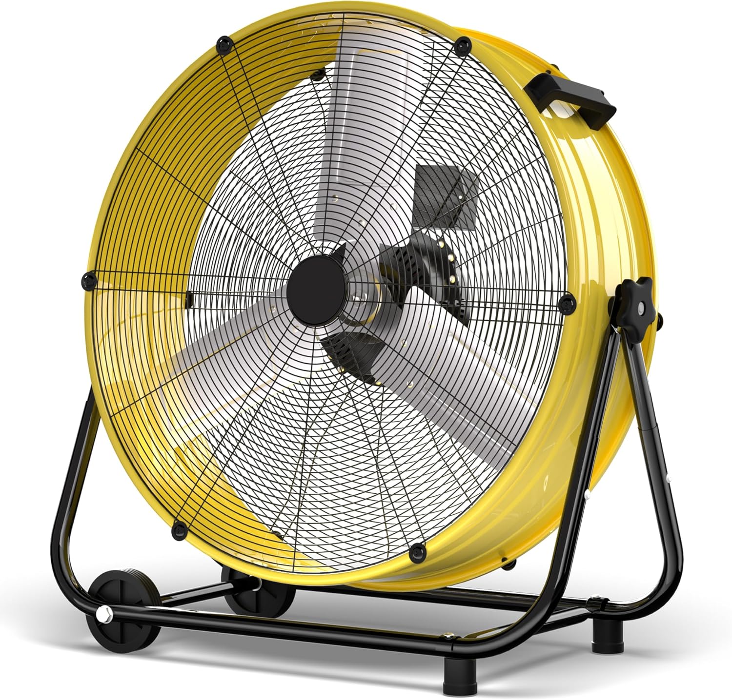 550W Heavy Duty Industrial Drum Fan, 30 Inch High Velocity Floor Fan with 3 Speeds, 360° Tilt Large Commercial Floor Fan, 14000 CFM Metal Fan for Shop, Warehouse, Garage, Factory, Basement Outdoor Use