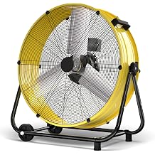 550W Heavy Duty Industrial Drum Fan, 30 Inch High Velocity Floor Fan with 3 Speeds, 360 Tilt Large Commercial Floor Fan, 14000 CFM Metal Fan for Shop, Warehouse, Garage, Factory, Basement Outdoor Use