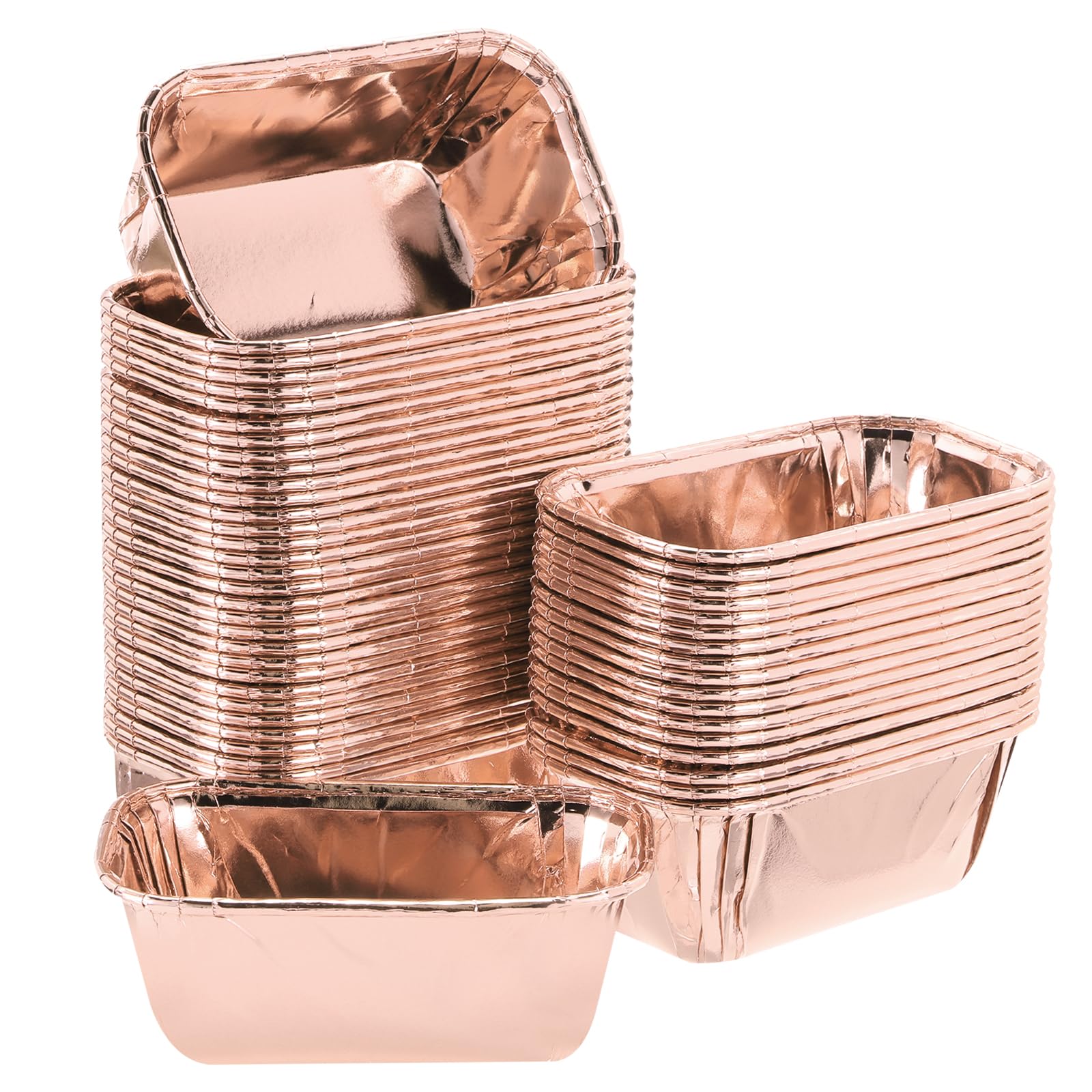 Moule à cupcake en aluminium doré et sulfurisé rectangulaire sourcing map pour mariage - Lot de 50