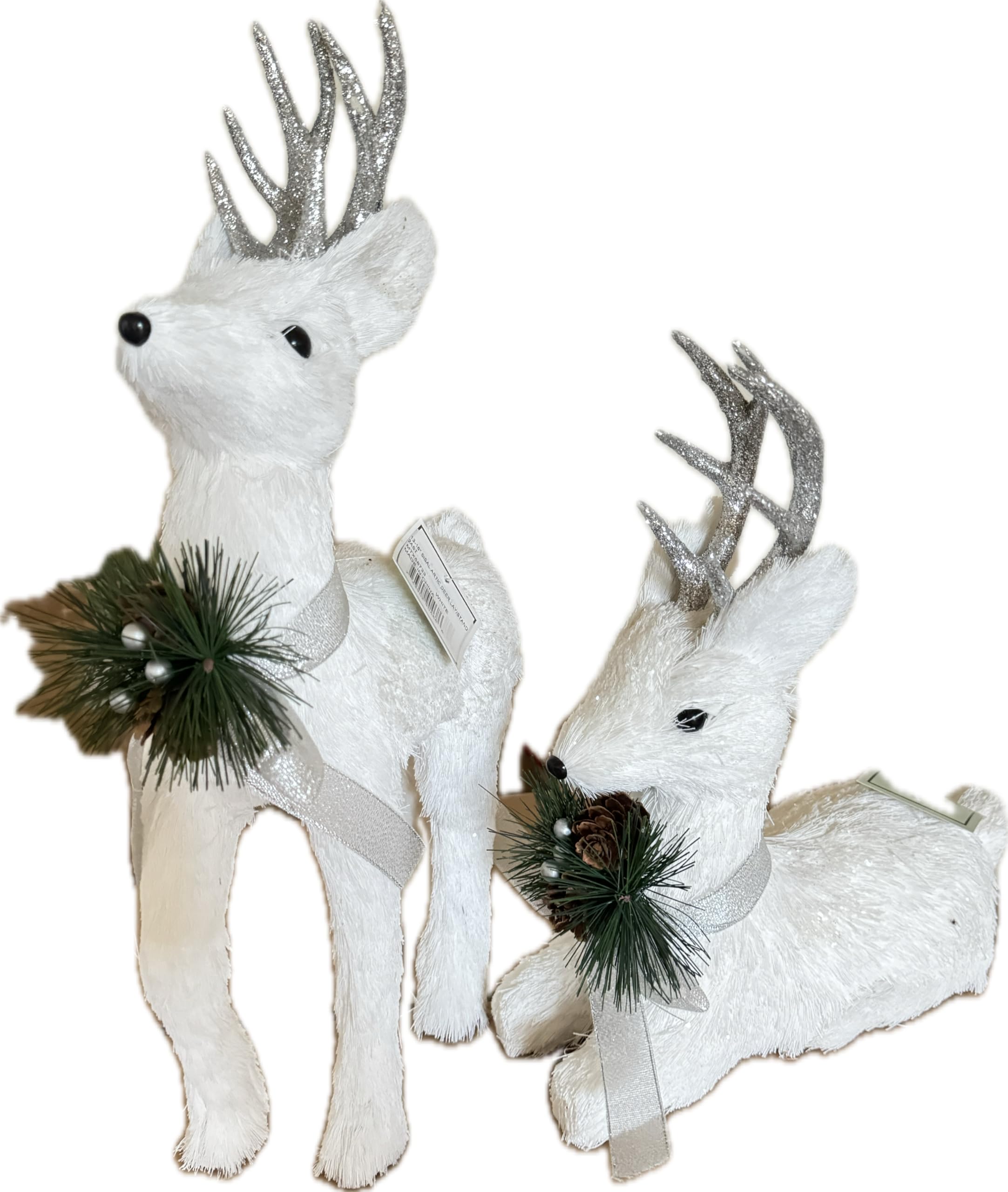 Regency International Two Artic Deers Wearing a Sisal and Snow Cones