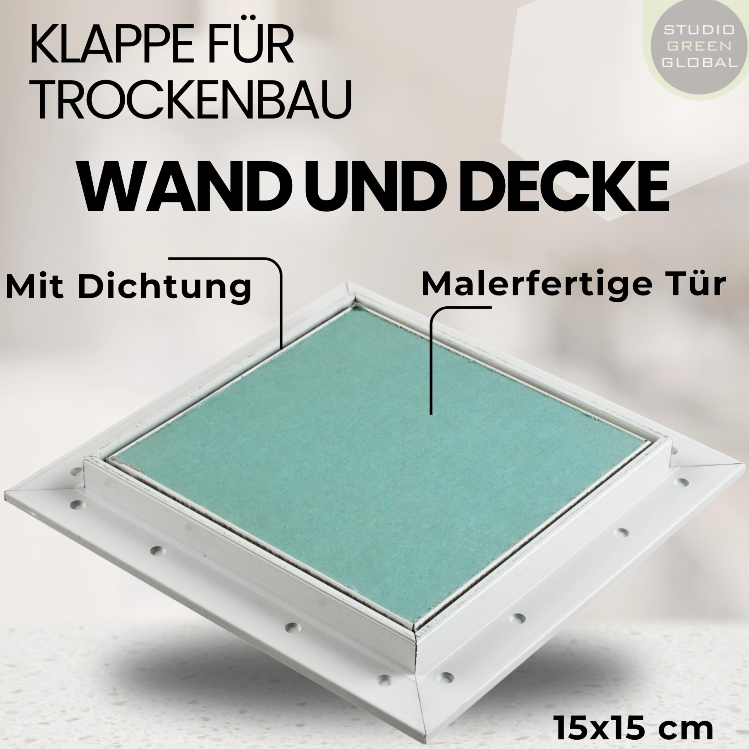 Klapa rewizyjna 10 x 10 cm z filcową wargą uszczelniającą - niewidoczna drzwi rewizyjne 100 x 100 mm gotowe do malowania | płyta gipsowo-kartonowa 12,5 mm | klapa konserwacyjna aluminiowa rama | otwór