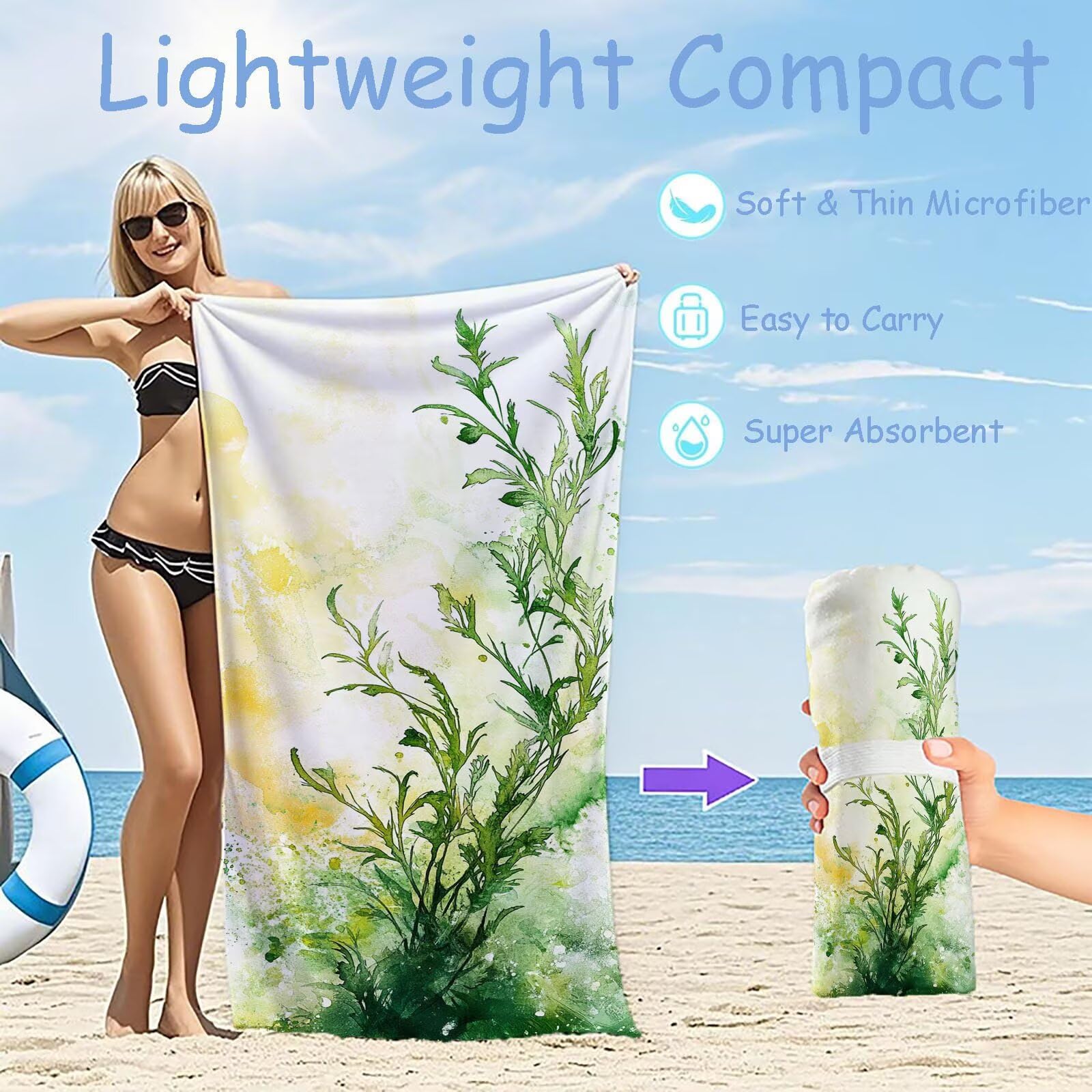 Ręczniki plażowe z mikrofibry, duży ręcznik plażowy dla dorosłych, 220 x 100 cm, 2 szt., kompaktowy, cienki, szybkoschnący, lekkie ręczniki do pływania, do jogi, prezenty dekoracyjne, dla dorosłych