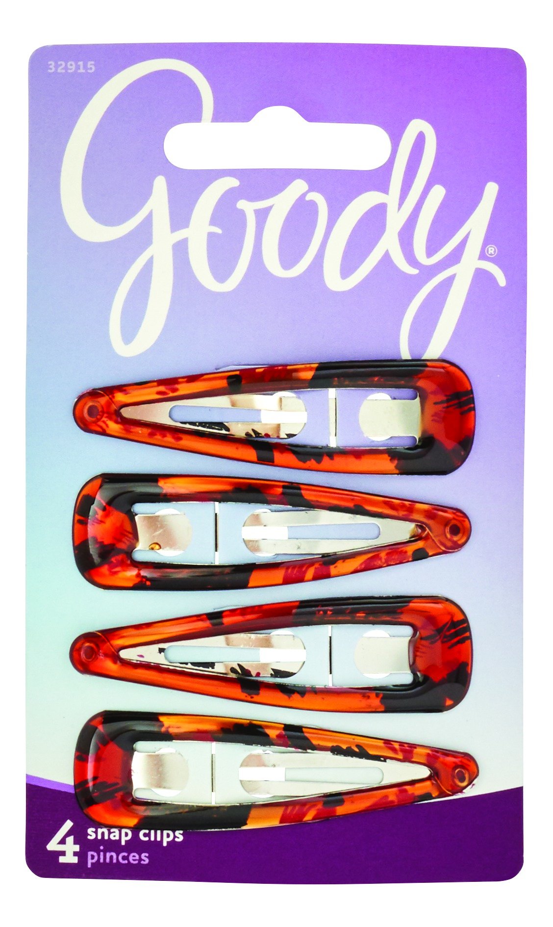 GOODY Women's Classic Shiny Tort Contour Clips, 4 Count Assorted Colors 4 Count (Pack of 1)