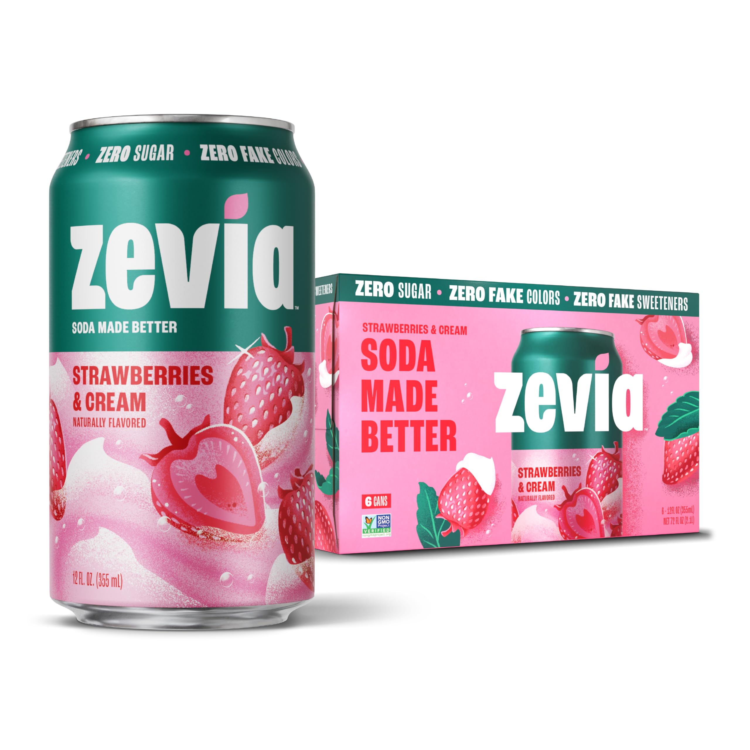 Amazon.com : Zevia Zero Sugar Soda, Strawberries and Cream, 12 oz