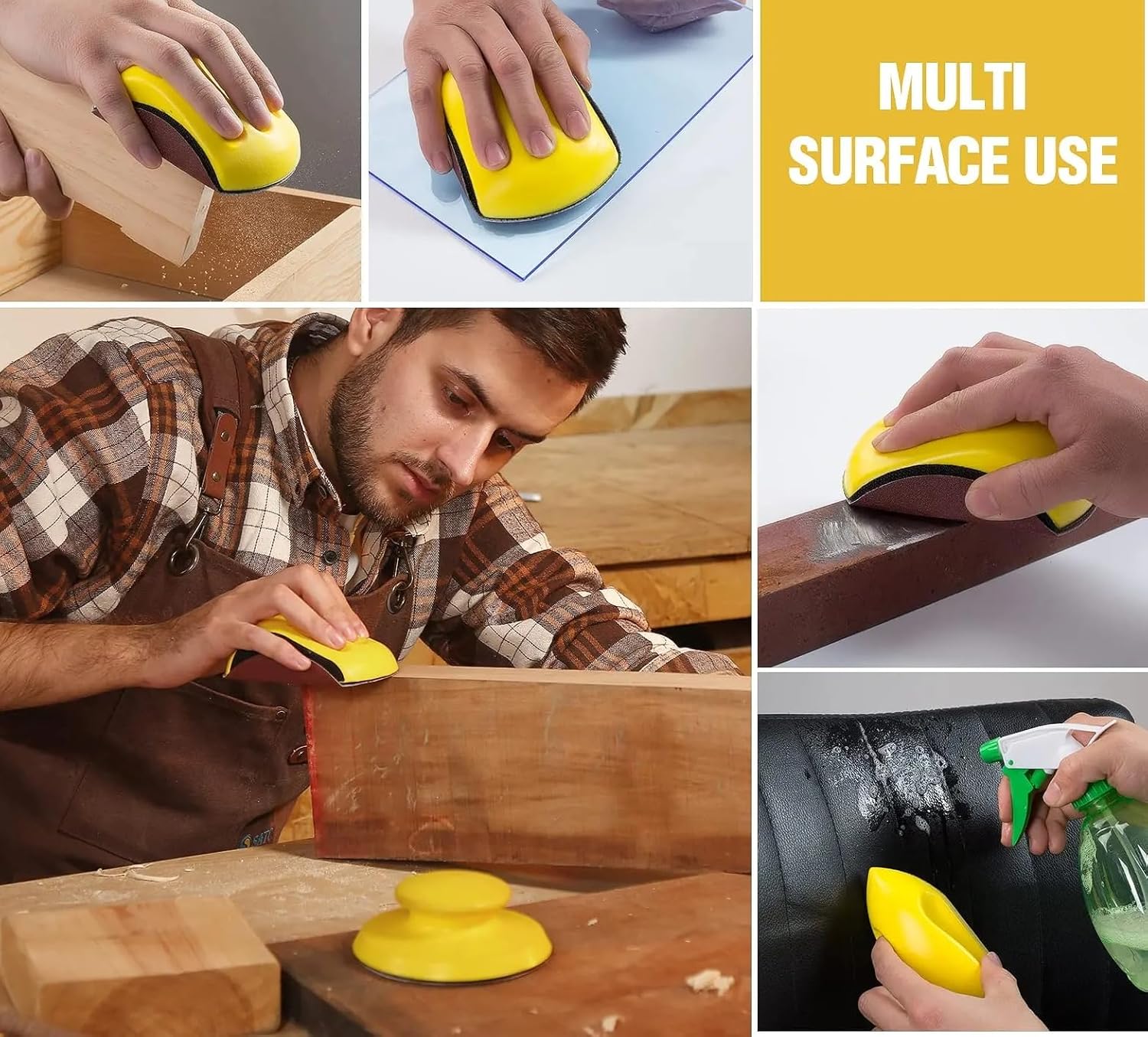 Hook and Loop Sanding Block 4PCS Included 1 Cleaning Brush 5 Inch Round and Mouse Sanding Block Meant for Wood Furniture