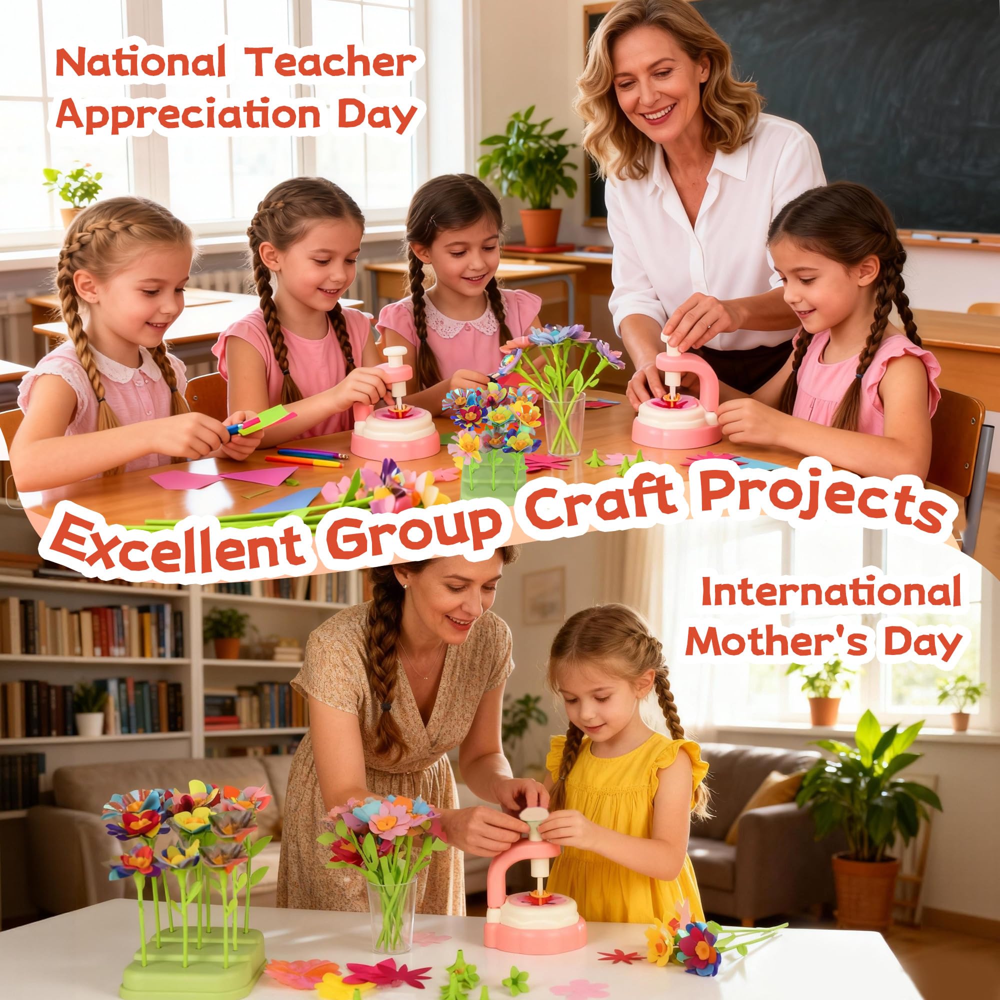 LIAILA Laboratorio dei Fiori, Laboratorio di Bouquet Fai da Te con Macchina Inclusa, Giocattolo Educativo per Ragazze, Lavoretti Creativi Fiori, Kit Creativo per Bambine dai 5 6 7 8 9 10 Anni