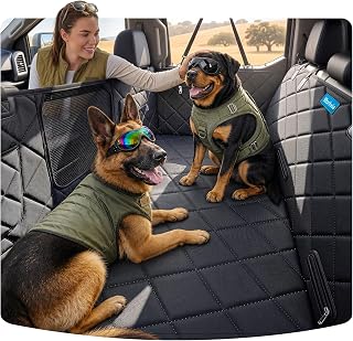 Heavy-Duty Dog Car Seat Cover for Back Seat with 3 Support Rods