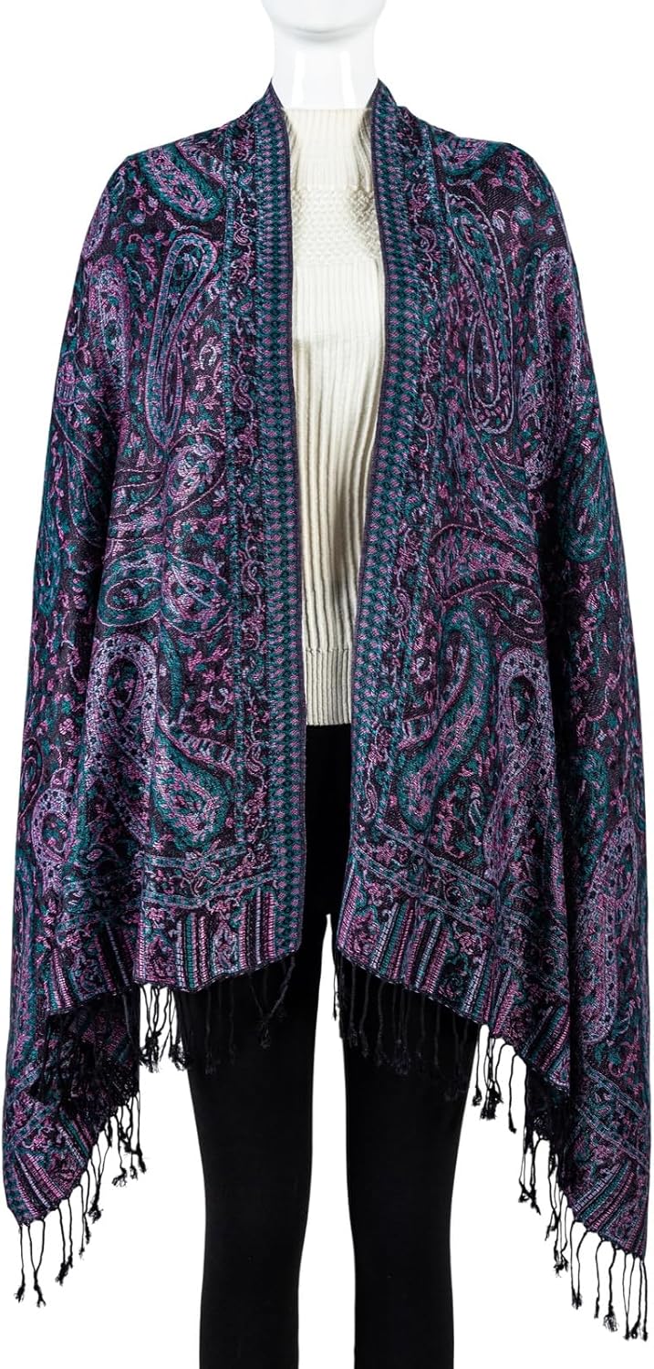 AUSEKALY Pashmina Feel Shawls Wraps for Women Rave Scarf Soft Silky Reversible Men Scarves - Image 5