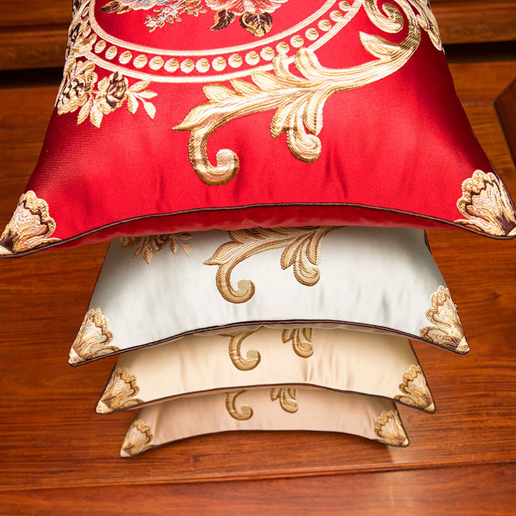 Amazon｜サテンクッションカバー 45x45cm,2パック スローピローカバー