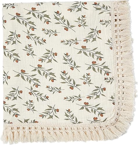 Vista 14 de Manta de muselina de algodón Insular para bebé con borla, manta de muselina boho bohemia para bebé con franjas, manta para decoración de guardería