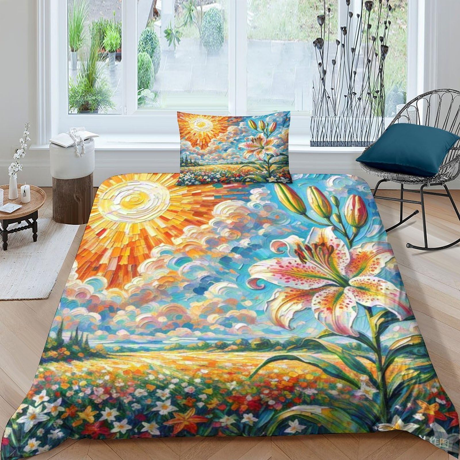 Housse de couette Lily 3D 135x200cm en microfibre douce avec taie
