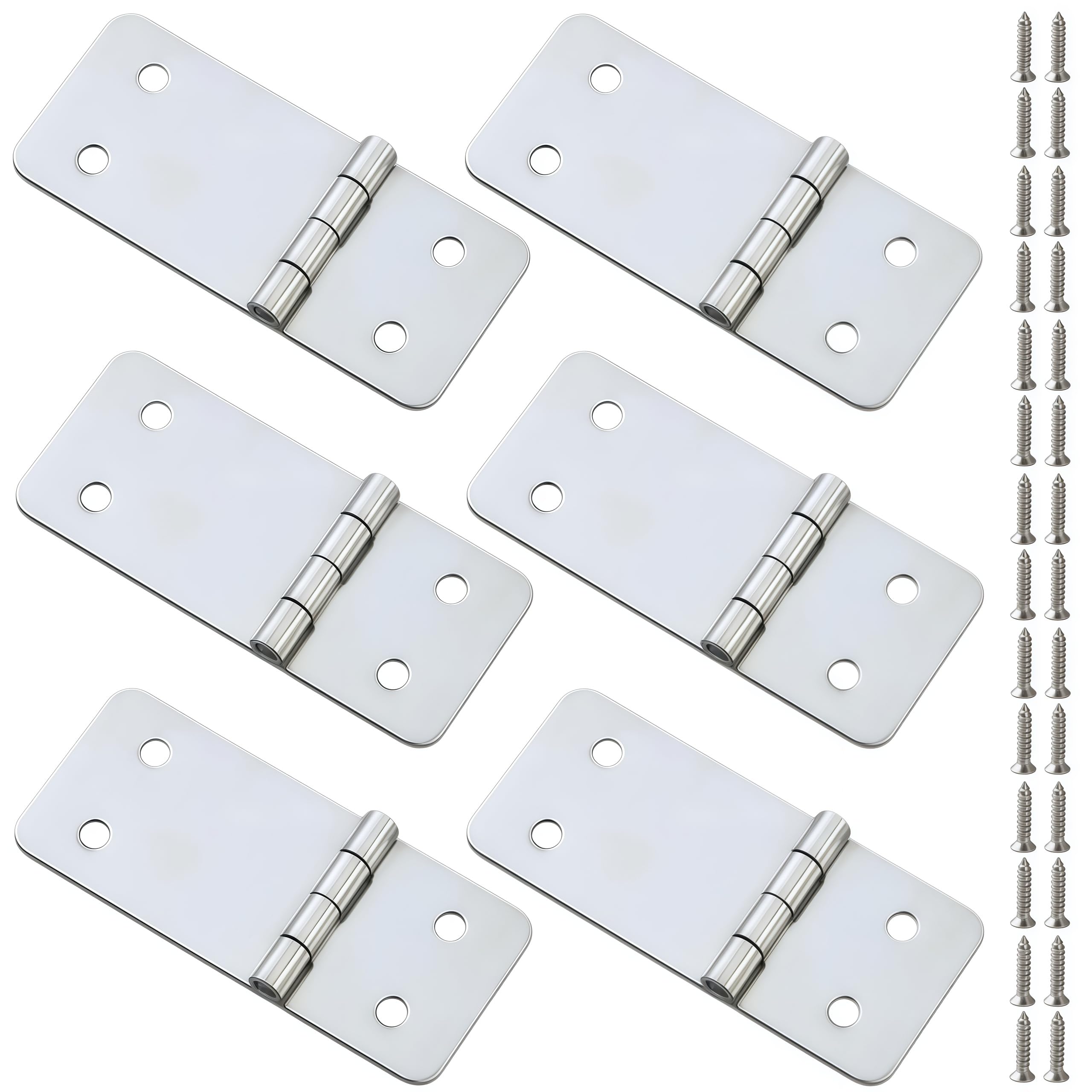 Vbnexyr Regular Folding Hinge 6 Pack Of 270 Degree Stainless Steel Folding Cabinet Door Hinges Suitable For Wooden Crates Doors Windows And Diy Projects 30 * 68 * 1Mm Flat Hole (Mirror Finish)