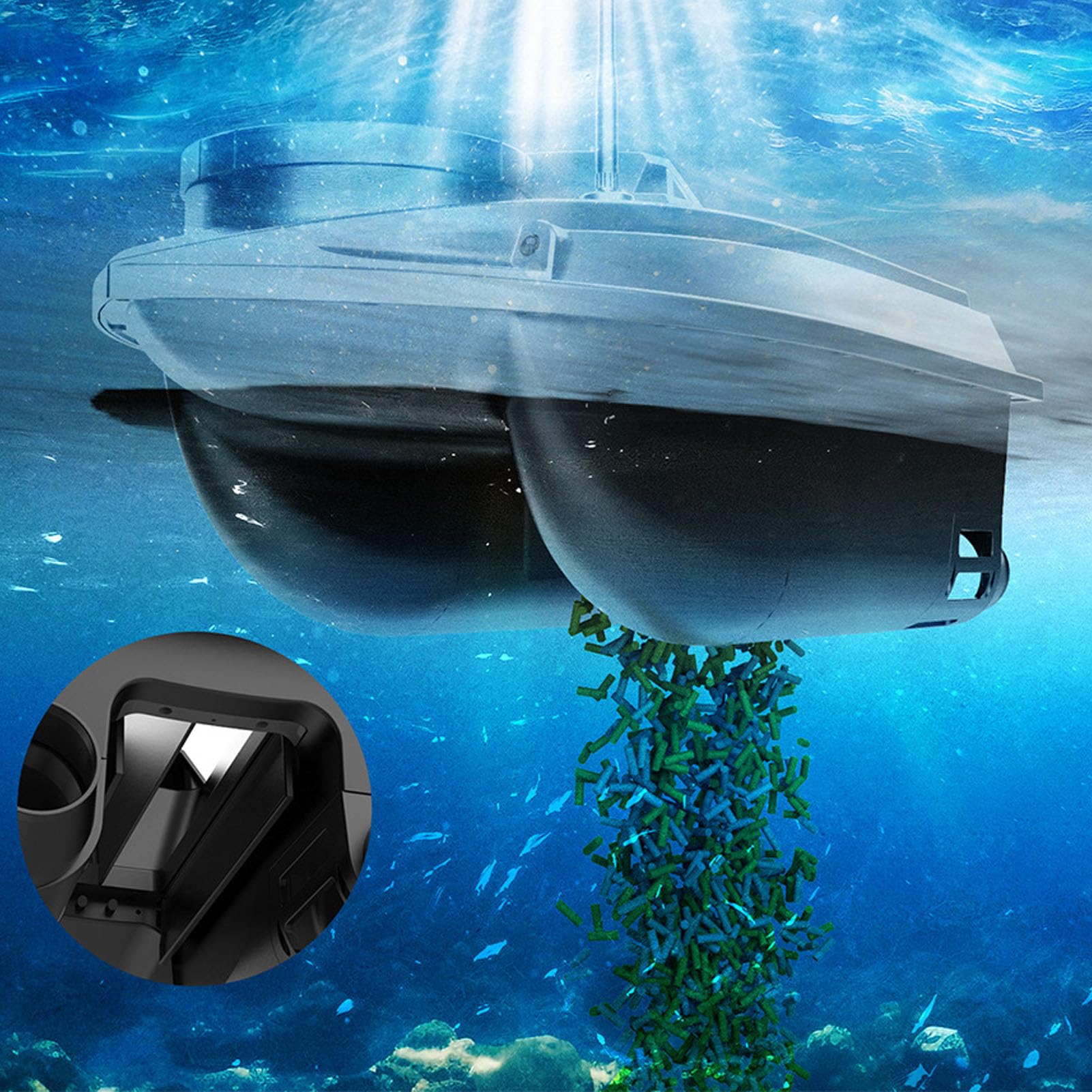 Bewinner Barco de Cebo de Pesca RC para Pesca de Carpas: Barco de Pesca con Control Remoto de 800 M, Barco de Cebo RC de Doble Motor, Barco de Cebo de Pesca, Barco de Señuelo de Peces RC