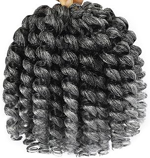 Jamaican Bounce Crochet Hair Extensions 8 inch Ringlet Wand Curl Crochet Hair Curly Pre Looped Crochet Braids Grey Crochet Braiding Hair 60 Roots (8Inch (Pack of 3), TGrey) - Buy now