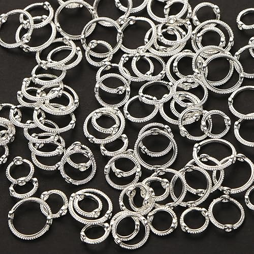 UHOMENY - 90 cuentas de doble agujero para la fabricación de joyas, marcos redondos de enlaces, conectores de dos agujeros, marco circular, cuentas