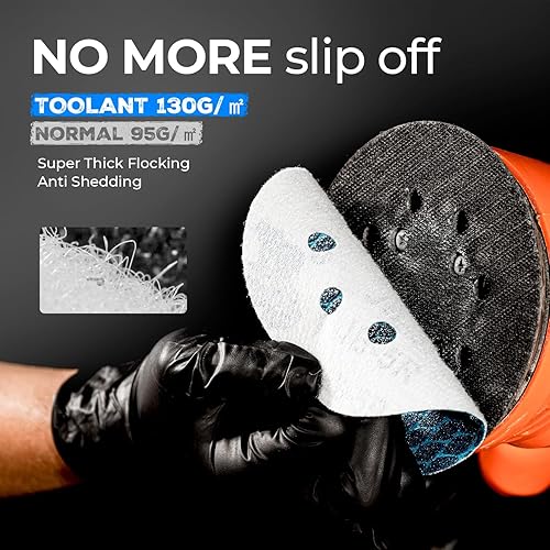 Miniatura 5 de Disco de lijado de grano 400 con forma de diamante de 5 pulgadas, revolucionario disco de lijado de gancho y bucle de patente de 8 agujeros para