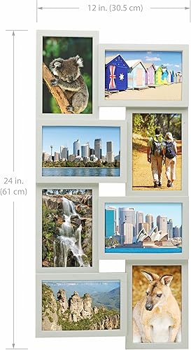 Vista 27 de Melannco Marco de collage de fotos de 24 x 12 pulgadas, con 8 aperturas, muestra cuatro fotos de 4 x 6 y cuatro fotos de 6 x 4 pulgadas, color negro