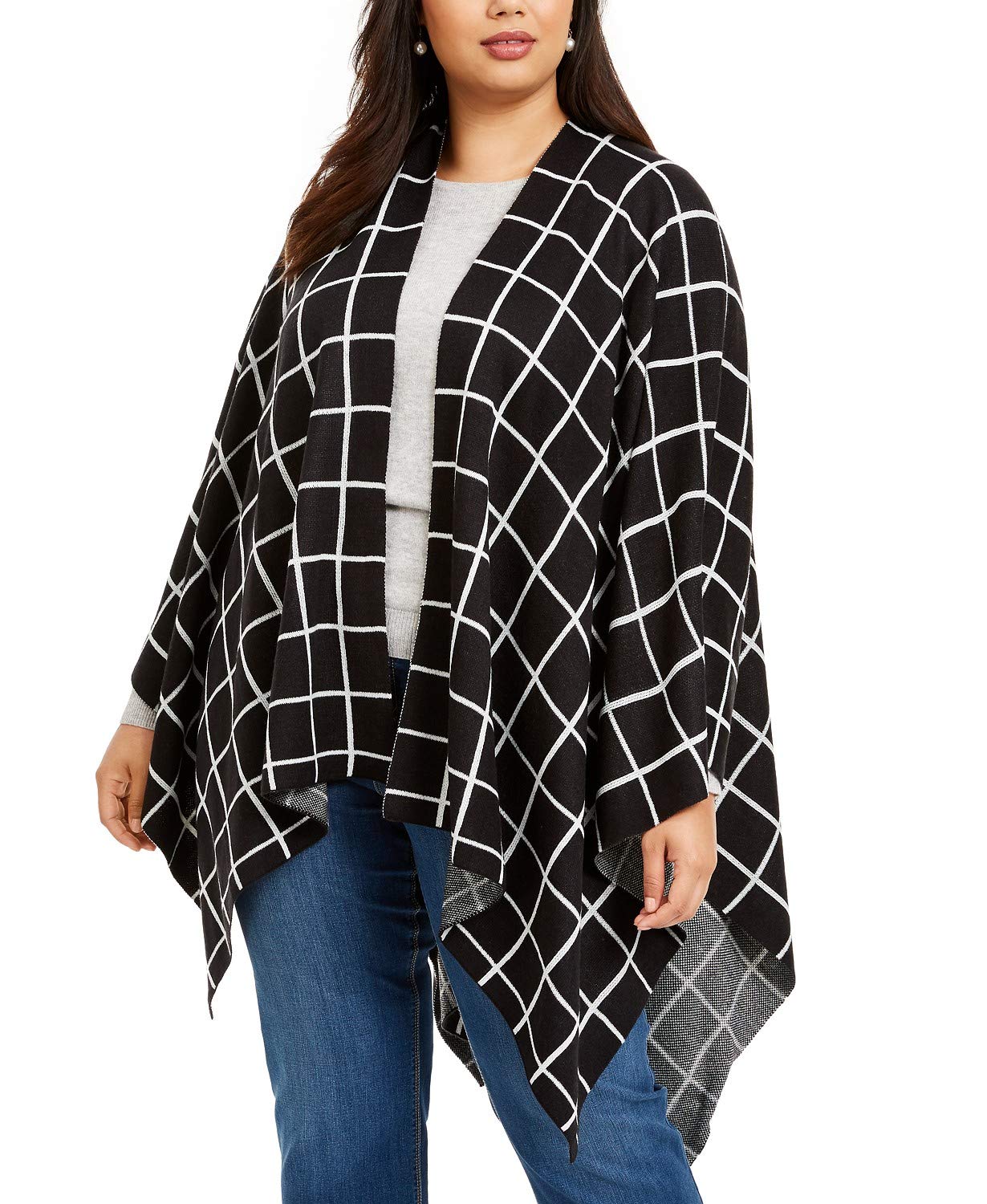 Charter Club Windowpane Plus Size Ruana