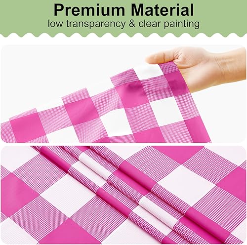 Vista 163 de misaya Paquete de 4 manteles desechables de búfalo, mantel de plástico impermeable de 54 x 108 pulgadas, manteles rectangulares a cuadros caqui