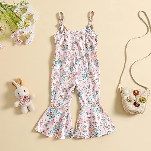 Miniatura 7 de YOKJZJD Traje de Pascua para bebé niña pequeña, sin mangas, overol de conejo, pantalones acampanados, leggings