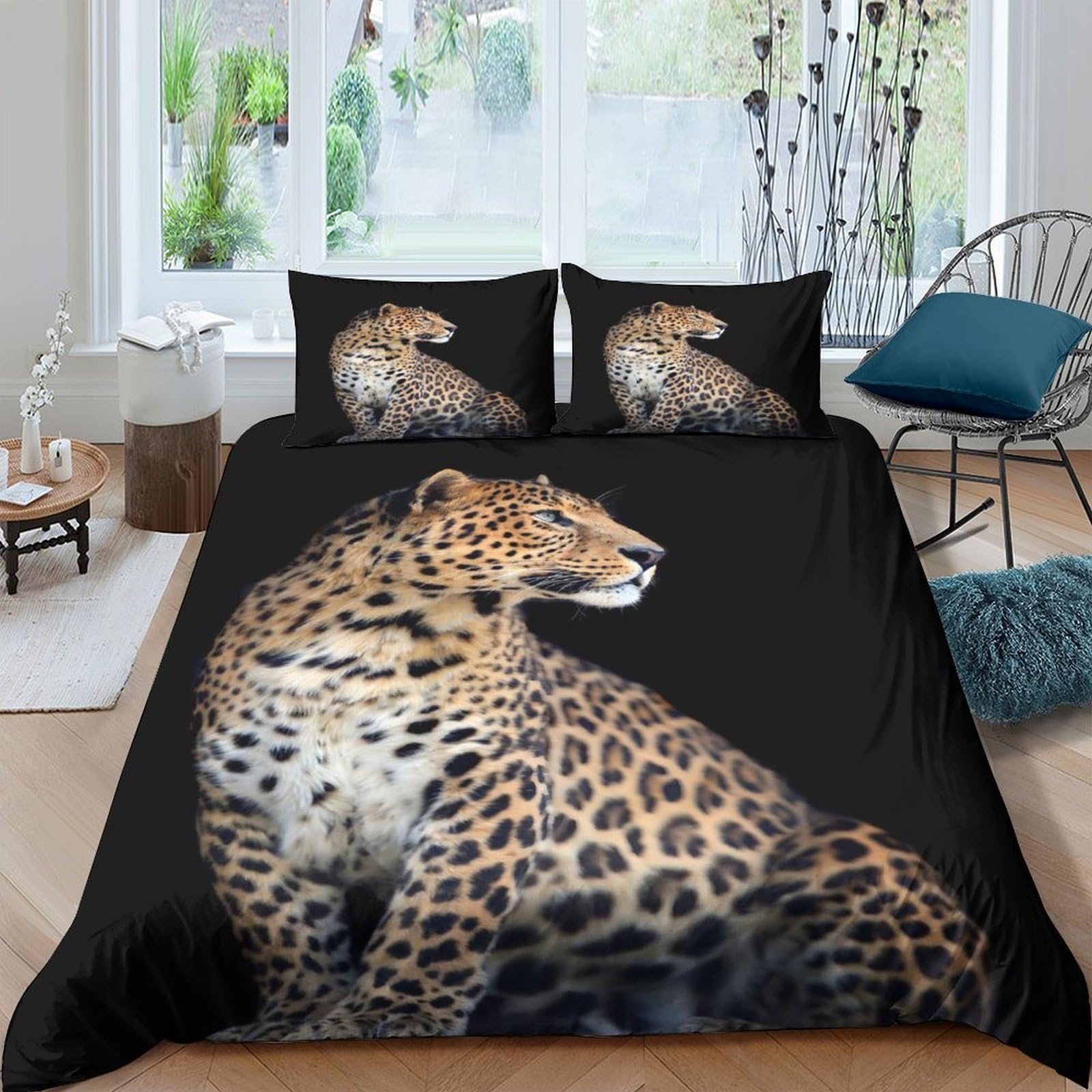 Ctjqhvkz Style-9 3D Printed Leopard Fitted Sheet Microfiber Soft Animal Pattern Bed Cover For Bedroom Guest Room Decor Protection Single（135X200cm）