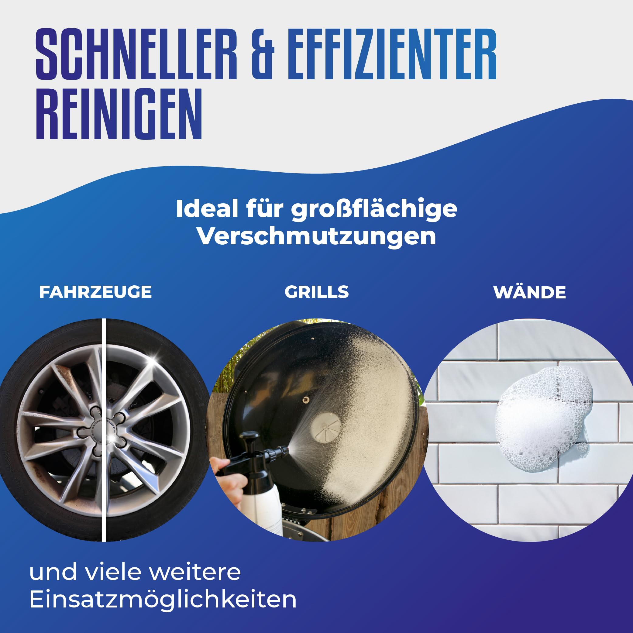 FUSL Komplett-Reinigungsset: FOAMSTER-Schaumkanone plus 1 Liter Krustenlöser – Hochaktiver Grill- und Backofenreiniger, Aktivschaum entfernt Fett & Eingebranntes, Bio-Abbaubar