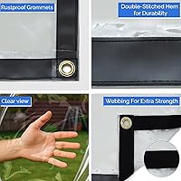 Vista 3 de Covers & all Lona Transparente de Servicio Pesado Impermeable, Lona Transparente de 20 mil con Ojales, Lona para Exteriores para Cubiertas de Patio