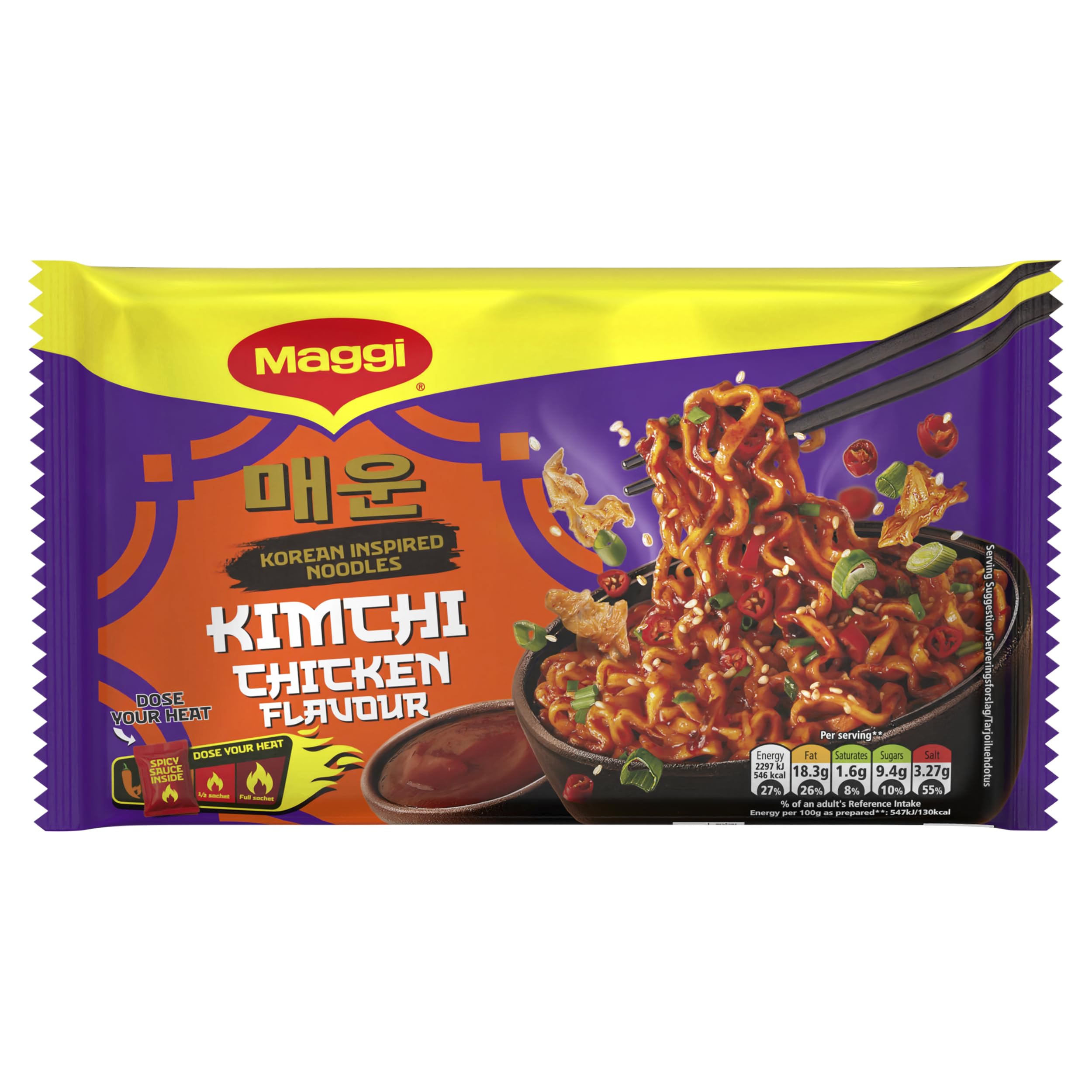 Maggi Korean Inspired Noodles Kimchi Chicken Flavour 130g (pack of 1)