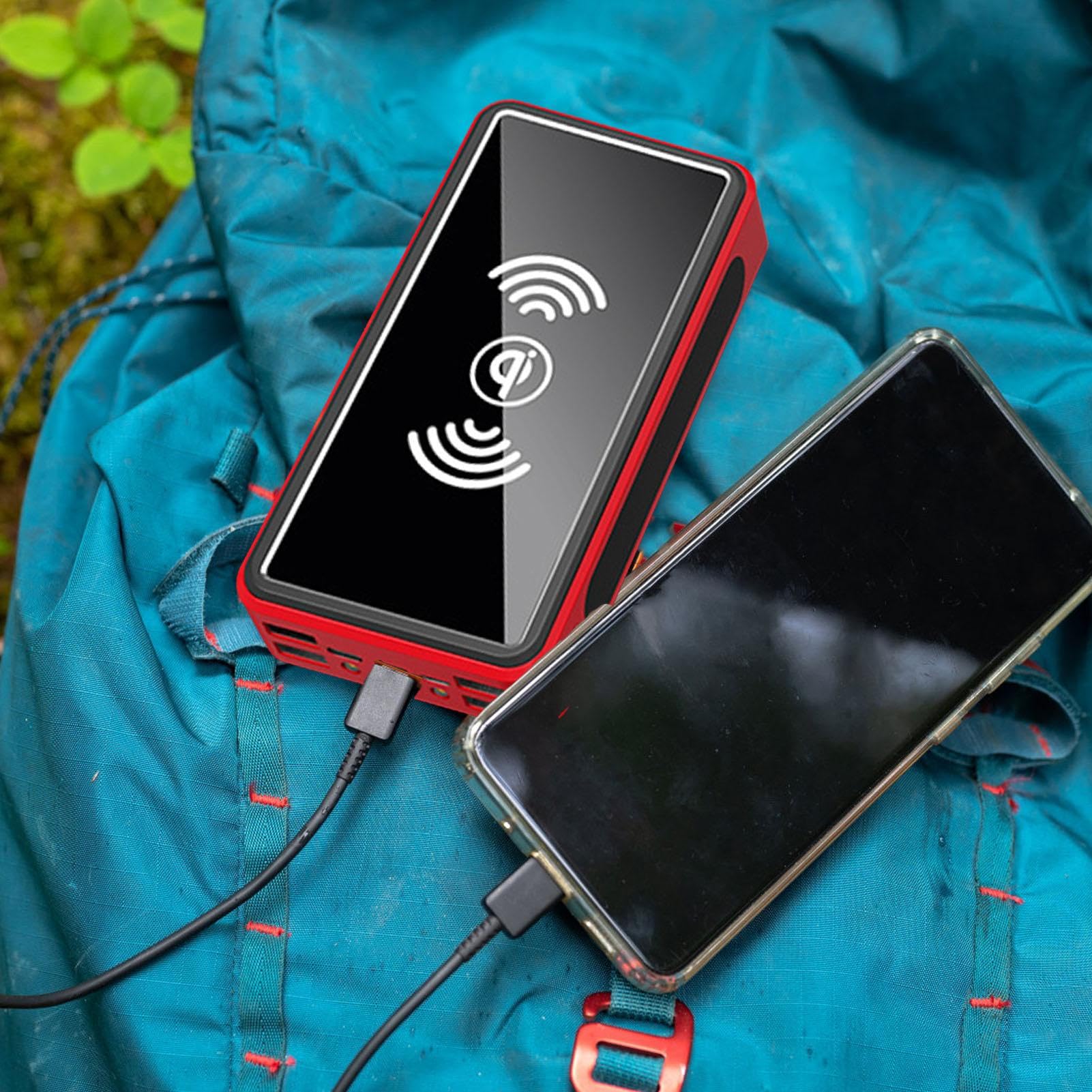 Banca di energia solare - Caricatore USB di grande capacità, pacchetto di | pannelli compatti | Stazione di ricarica mobile 30000mAh con luce LED per campeggio, batteria di backup e