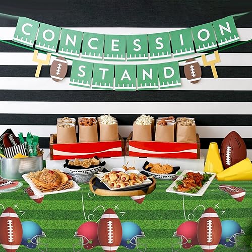 Miniatura 5 de FunHot Manteles de fútbol, 2 manteles rectangulares de fútbol de 54 x 108 pulgadas, manteles rectangulares con estampado de fútbol para niños y