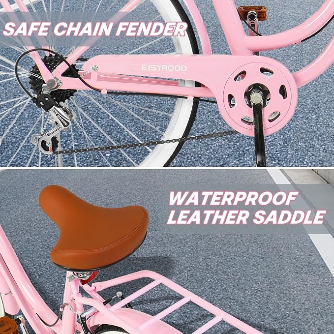 Bicicleta playera para mujer 26" con 7 velocidades y canasto miniatura 6