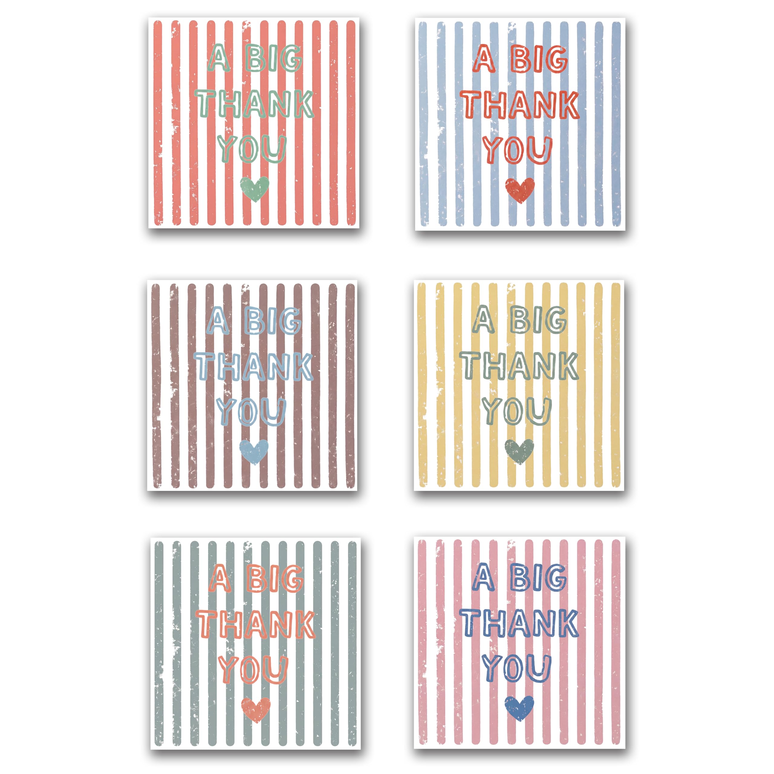 30 Pack 350GSM | 12.5x12.5 cm Thank You Cards with Envelopes & Stickers | Polka Dot Greeting Card Set for Kids, Teachers, Weddings, Christmas & Small Business Gifts (Vintage Lines, 30 cards)