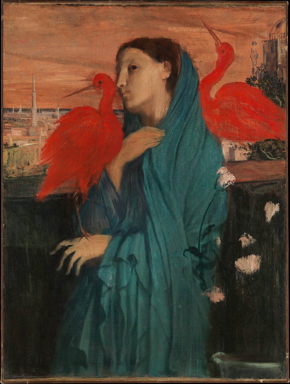 Impression Edgar Degas Jeune Femme avec Ibis cadre noir grand format poster décoration murale