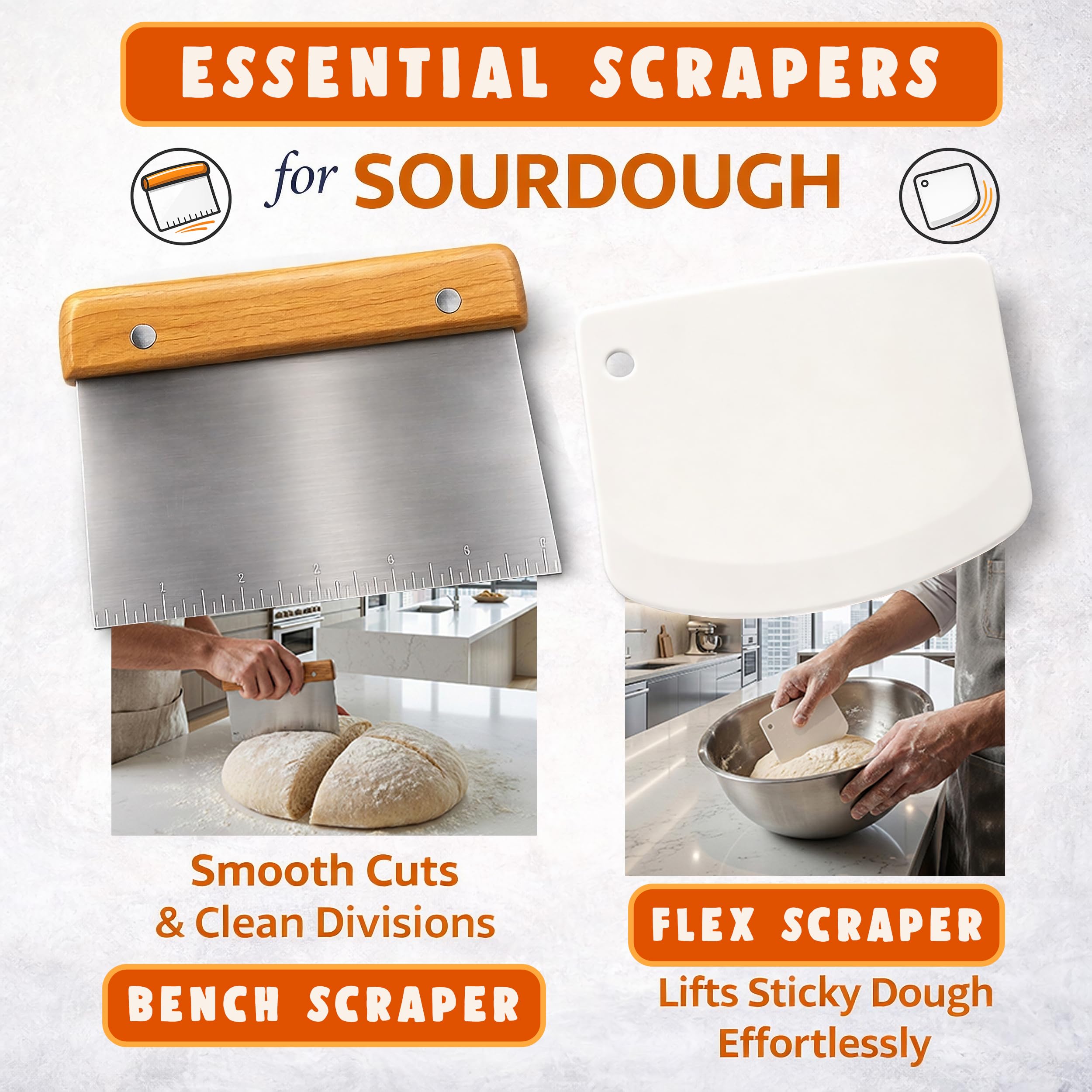 Sauerteig-Starter-Set für handwerkliches Backen, komplettes Set mit 22,9 cm Gärkorb, unverzichtbares Backzubehör, Rezeptheft und Leinentuch, ideal für Hobbybäcker
