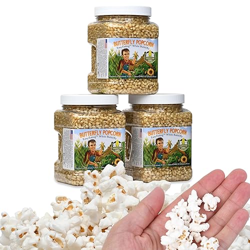 Miniatura 5 de Princeton Popcorn Farm Grown, granos de palomitas de maíz de mariposa blanca, sin OMG, sin gluten, sin reventar, con forma de mariposa, palomitas de