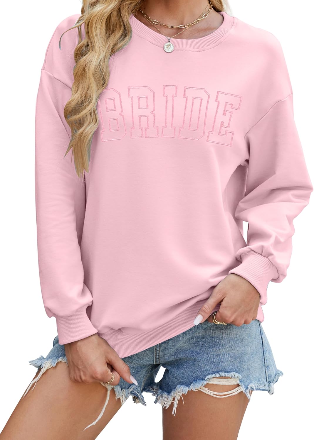 MYHALF Bride Sweatshirt Women Bachelorette Party Shirt Embroidered Bride Pullover Future Mrs Gift Long Sleeve Wedding Top - Image 5