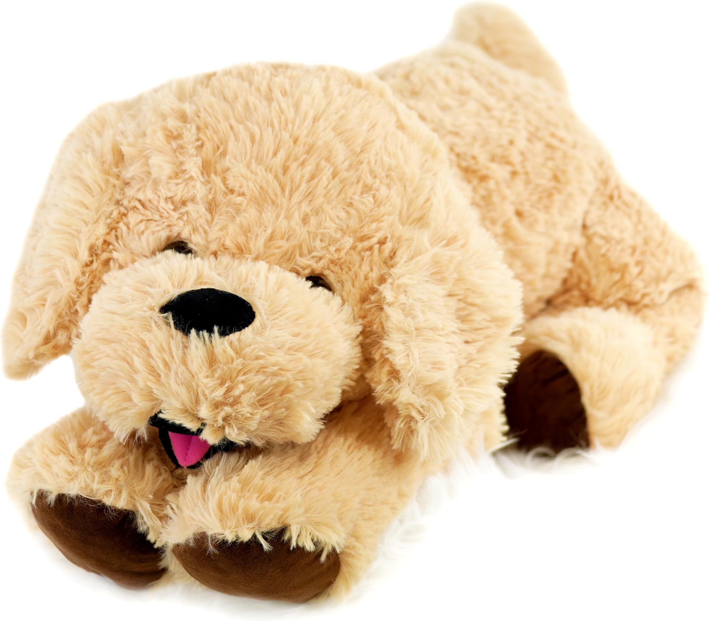 The Magic Toy Shop Giant Dog Soft Toy 70cm / 28" - Large Lying Puppy Stuffed Animal Plushie - Big Fluffy Brown Cuddly Teddy for Kids & Adults, Boys & Girls