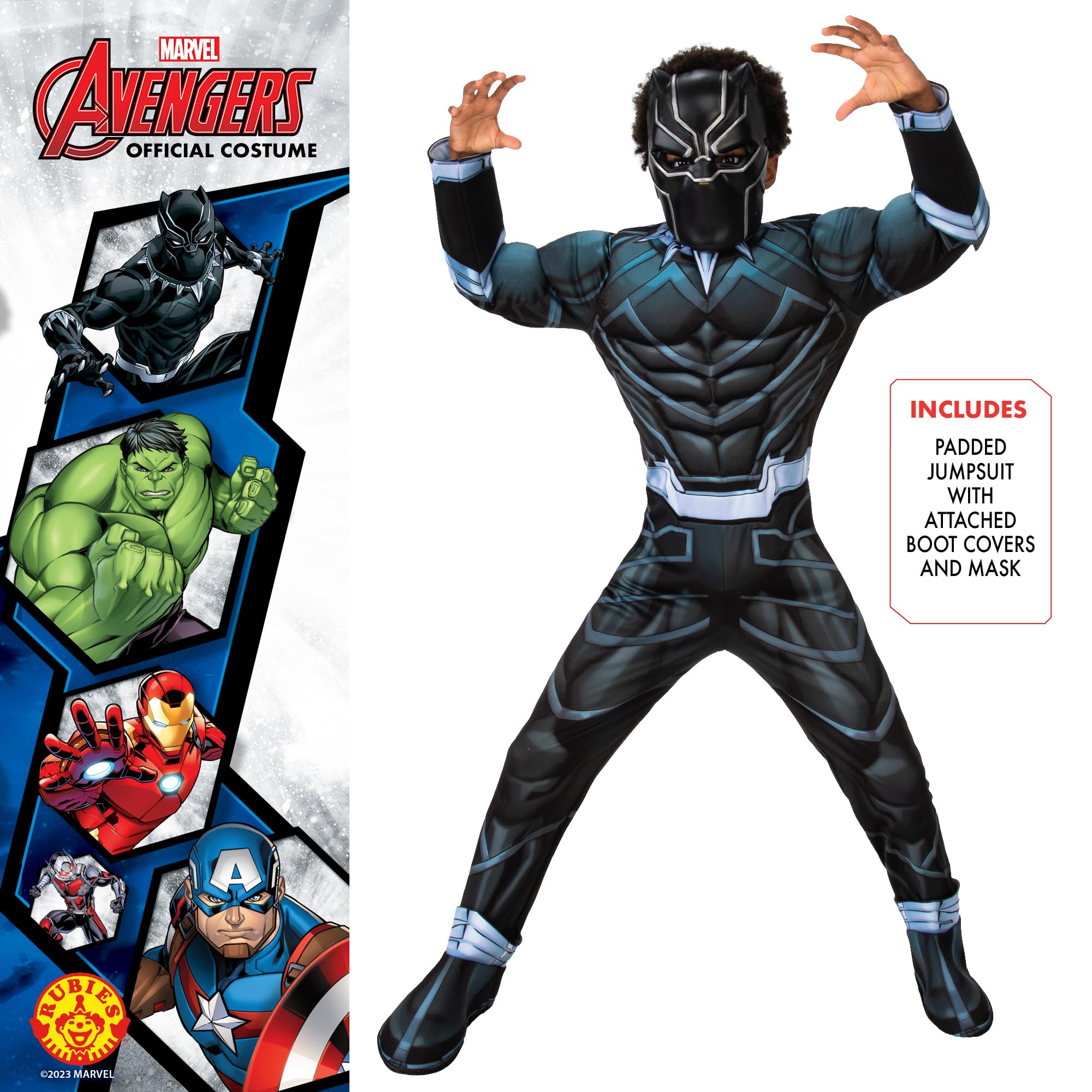 Rubie's 301734M Black Panther Deluxe Kinderkostüm, Jungen, Mehrfarbig, 9-10 Jahre Halloween
