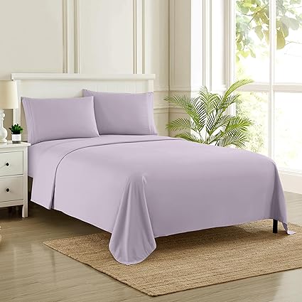 Queen Size Bed Sheets - Breathable Luxury Sheets with Full Elastic & Secure Corner Straps Built In - 1800 Supreme Collection Extra Soft Deep Pocket Bedding Set, Sheet Set, Queen, Lilac