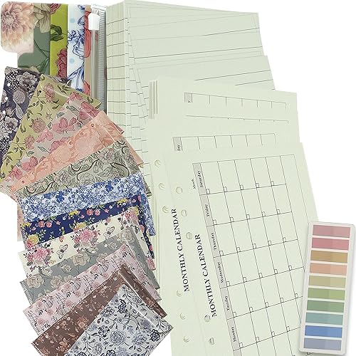 Planificador de presupuesto A6 con recambios de calendario mensual sin fecha, sobres de dinero en efectivo, organizador de 6 anillos A6, agenda,