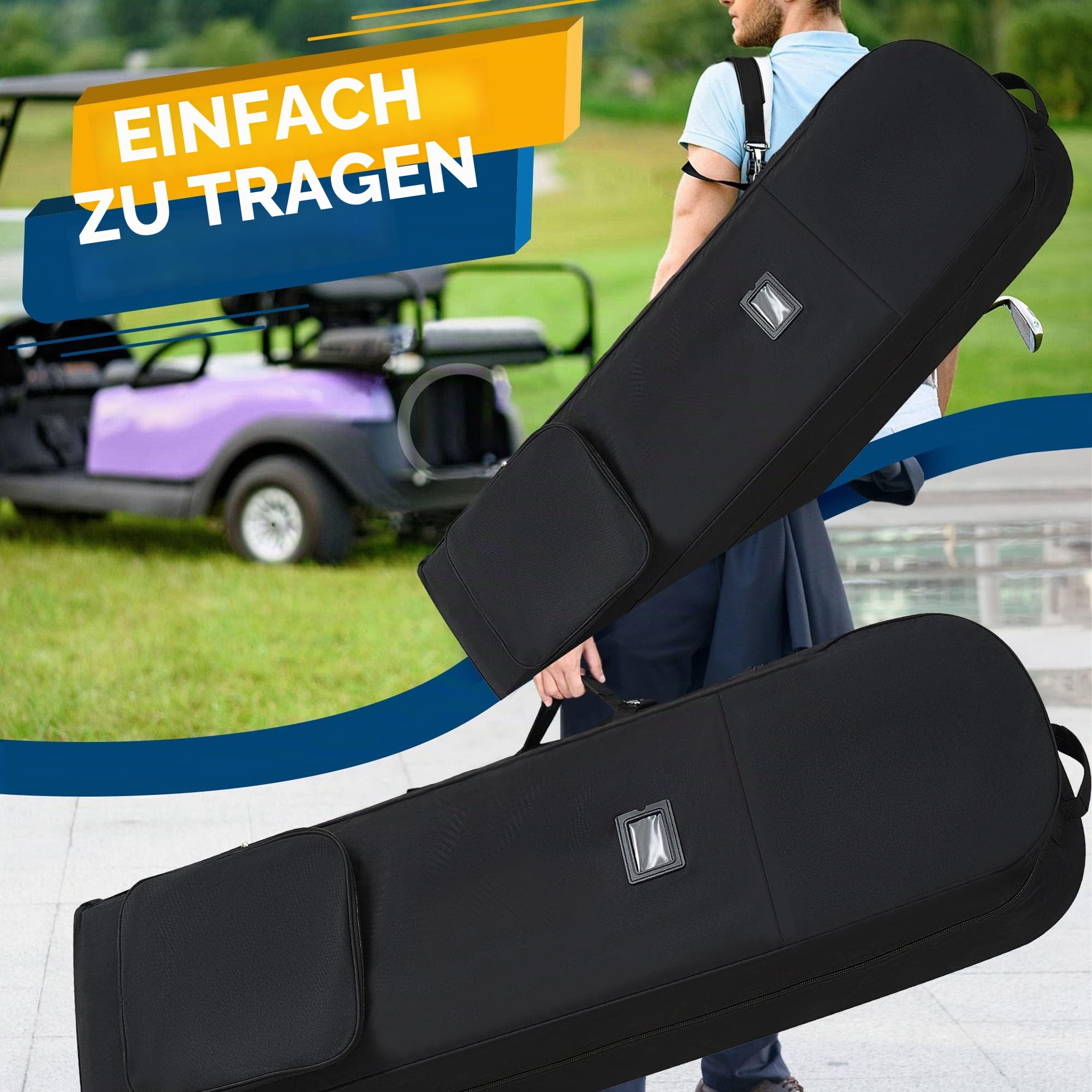 DAREKUKU Gepolsterte Golf-Reisetaschen mit Rollen, 900D strapazierfähiges Oxford-Gewebe, verschleißfest, weiche Seiten, faltbar, Golfschläger-Reiseabdeckungen für Fluggesellschaften,